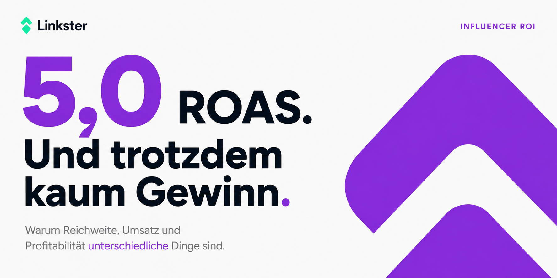 Illustration zum Thema Influencer Marketing ROI: Ein hoher ROAS von 5,0 bedeutet nicht automatisch einen hohen Gewinn oder positiven ROI.